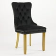 thumbnail image 6 of Sumdeal Mid-Century Modern Dining Chairs with Lion Head Pull Ring - High-End Tufted Velvet Upholstered Accent Chairs with Golden Legs & Nailhead Trim,Black,Set of 2, 6 of 7