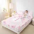 thumbnail image 3 of Manfei Soft Ribbon Bow Bed Sheets For Girl,I Initial Lettering King Sheets For Kids,4 Pieces, 3 of 6
