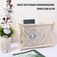thumbnail image 3 of Cestas para revistas con diseño de tela de cuerda de algodón y madera de macramé, estantes de almacenamiento bohemios para libros, periódicos, baño, decoración del hogar, 3 of 5