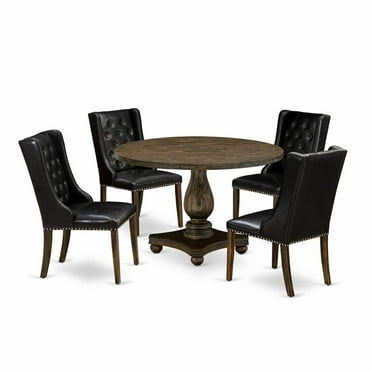 East West Furniture Irving 5-Piece Wood Dining Set in Distressed Jacobean/Black