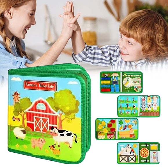 IMENGL Animal Busy Book – Montessori Sensory Life Skills Activity Board Quiet Book With Theme For Boys And Girls – Sorting Matching Motor Skill Development Baby Registry Must Haves,Baby Book Memory,