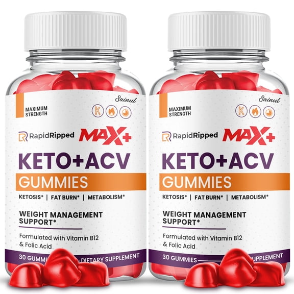 RapidRipped Max   Keto ACV Gummies, Official RapidRipped Max  ACV Gummies, Apple Cider Vinegar, 2-Month Supply Dietary Supplement (2 Pack)