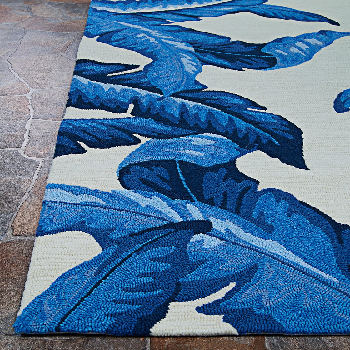 Couristan 3' x 5' Blue Floral Outdoor Rug