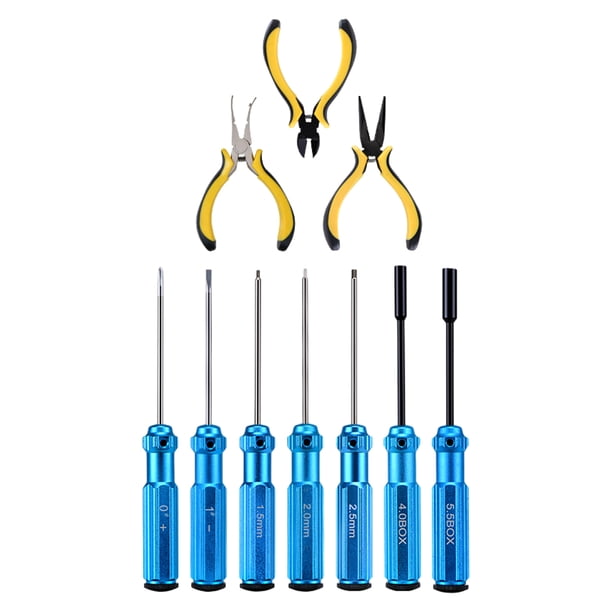 Eigraketly Kit de herramientas de destornillador hexagonal de mango corto de grado profesional, Rc, preciso y confiable Herramientas y ferretería azul