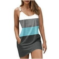 thumbnail image 1 of Robe Mini à Poches Color Block pour Femmes Été Plage Sans Manches Bretelles T-Shirt Décontracté Couverture de Plage 2025, 1 of 6