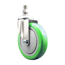 5 Inch 316SS Green Polyurethane Wheel Swivel ½ Inch Threaded Stem Caster SCC