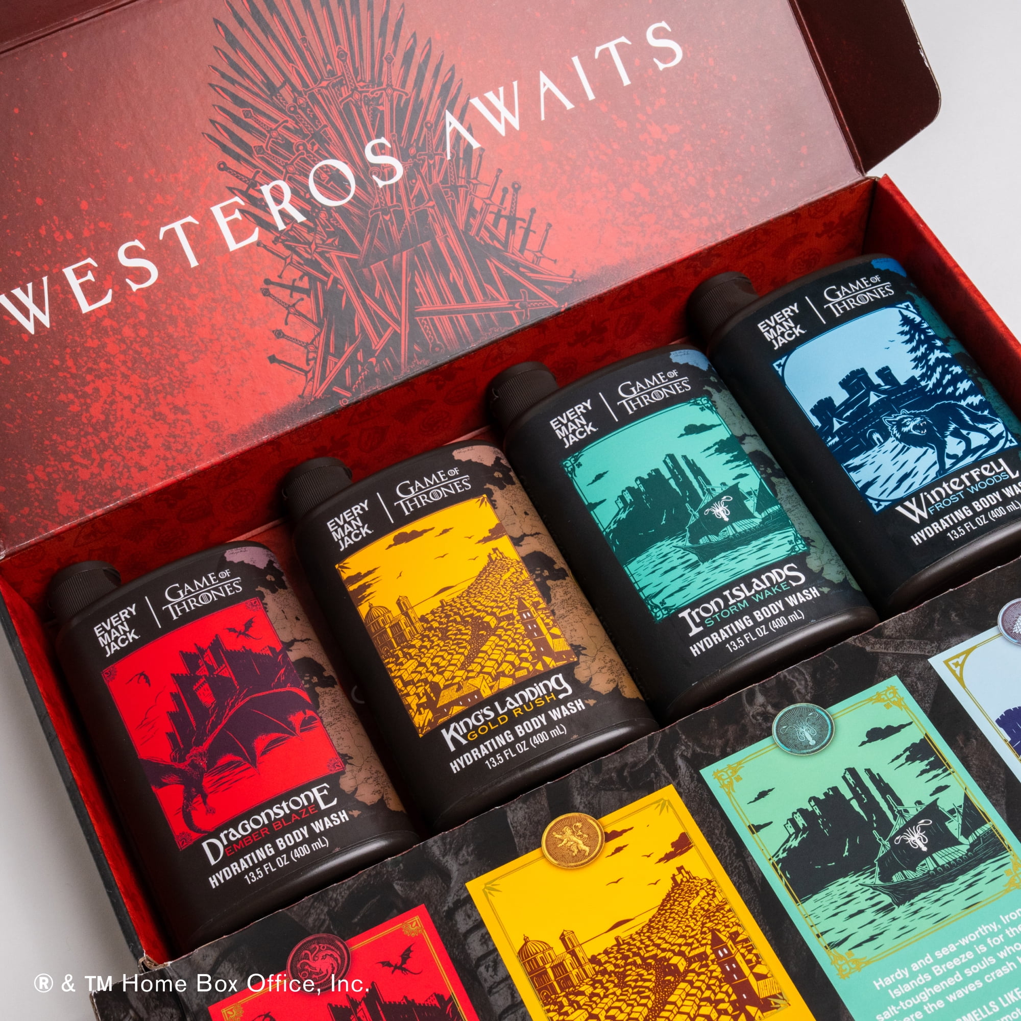Every Man Jack Game of Thrones Collectors Body Wash Gift Set - Includes 4 Body Washes with Clean Ingredients & Westeros Inspired Scents