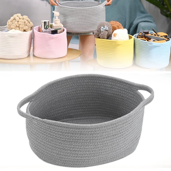 Woven Easter Basket - Cotton Rope Organizing Baskets for Baby Items or Cat & Dog Toys - Cute Soft Gift Storage Bin w/ Handles