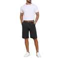thumbnail image 2 of INSPIRE CHIC Men's Linen Pleated with Pockets Above Knee Casual Shorts 32 Black, 2 of 6