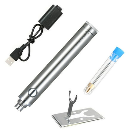 

Alexsix 5V 8W Soldering Iron with Holder Stand Fast Heating Cordless USB Rechargeable Iron Welding Repair Tools(Silver)