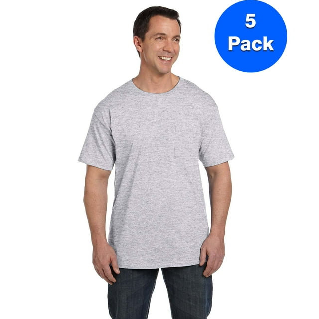 Hanes Men's Beefy-T with Pocket - 5190P (Pack Of 5)
