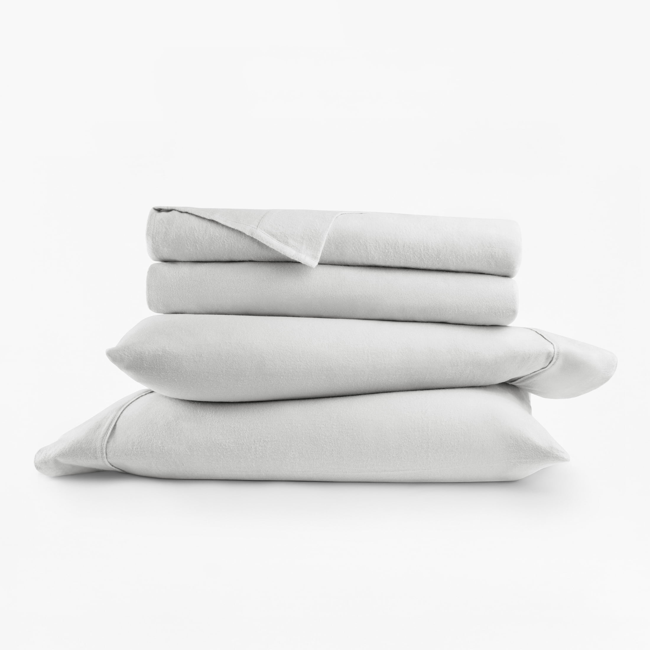 Light Gray 4 Piece 100% Cotton Flannel Deep Pocket Sheet Set, Full, by Noble Linens