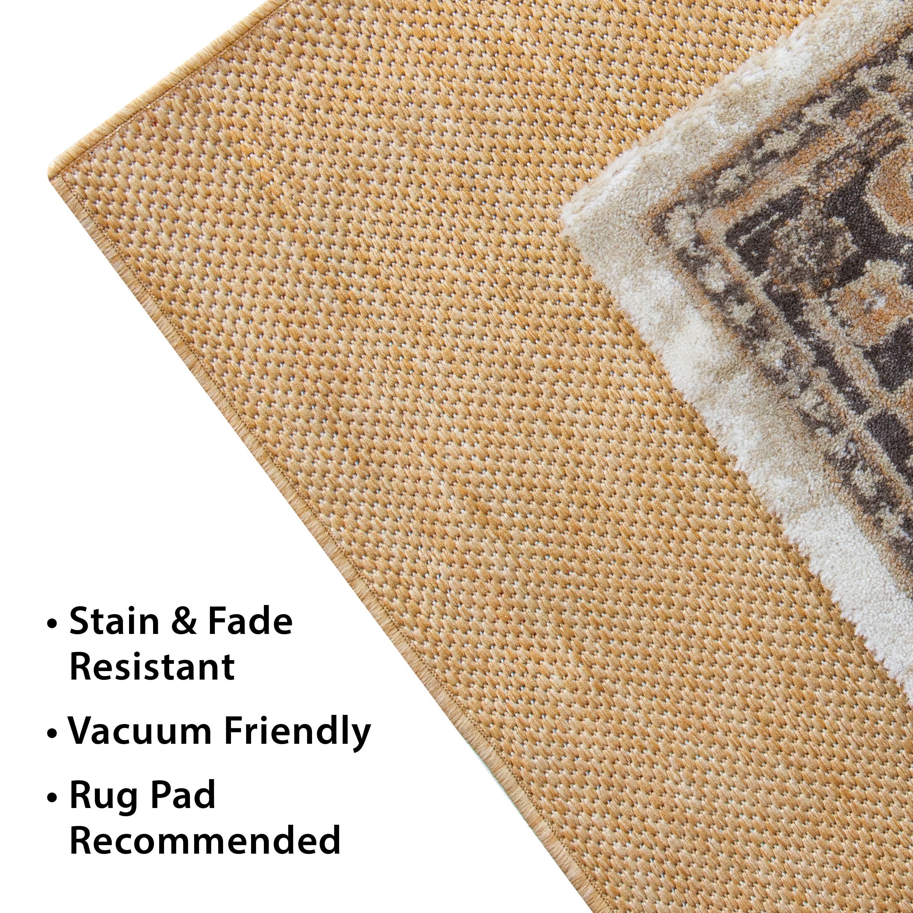 Mainstays Neutral Medallion Persian, Faux Layered, Indoor Area Rug, 7'6"x9'6"