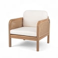 thumbnail image 2 of Christopher Knight Home Outdoor Wicker Lounge Chair, Patio Solid Wood Armchair with Cushion, Beige, 2 of 12