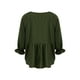 thumbnail image 3 of VISgogo Camisa holgada informal para mujer, blusas peplum de manga larga con cuello en V de color sólido, S/M/L/XL VISgogo moda, 3 of 9