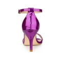 thumbnail image 2 of BLISSFUL STEP Women's Solid Color Open Toe Rhines Ankle Strap Stiletto Sandals Purple 8.5, 2 of 7