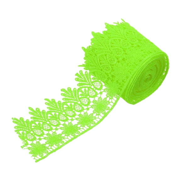Uxcell 3 Inch Wide 5 Yard Lace Ribbon Floral Pattern Light Green Embroidered Edge Lace Trim Ribbons for Sewing Making, DIY Crafts, Gift Wrapping, Wedding Decor