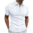 thumbnail image 2 of Vivianyo HD Short Sleeve Shirt for Men,Big Fashion Men Casual Zipper Stripe Long Sleeve Turndown Collar Blouse Shirt, 2 of 6