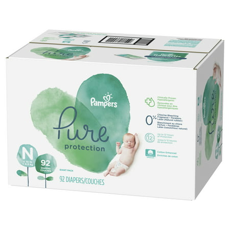 Pampers Pure Protection Diapers Size N 92 Count