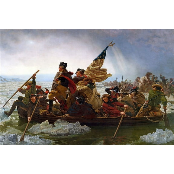 Washington Crossing the Delaware Painting - 12x18 Inch Laminated Poster - Stunning Detail and Bold Colors
