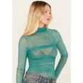 thumbnail image 2 of Free People Women's Under It All Ruched Mesh Bodysuit Teal X-Large  US, 2 of 4