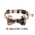 thumbnail image 2 of Plaid Bow Tie Breakaway Cat Collar with Bell Adjustable 18-28cm Soft Fabric Pet Collar for Cat Small Dogs Rabbits,1pack,Brown, 2 of 3