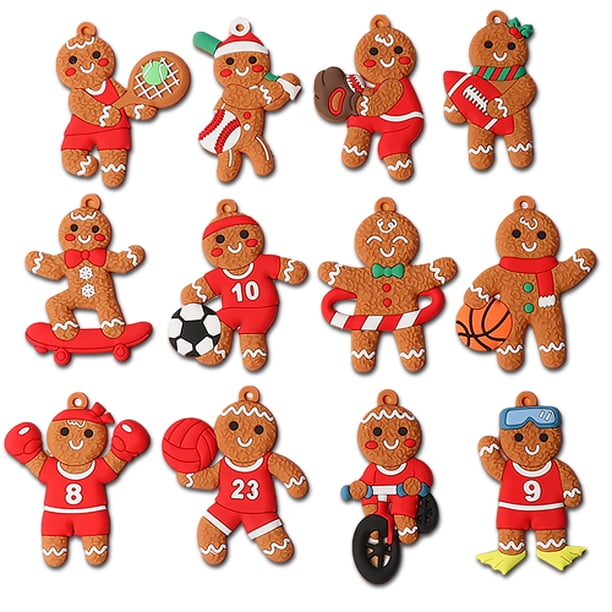 Mini árbol de Navidad colgantes adornos de dibujos animados hombre árboles de Navidad figuras colgantes juguetes decoración artesanal, C 12 piezas Guardurnaity HA008986-01