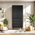 thumbnail image 7 of TOPCOMFY Modern Pantry Cabinet with 3 Drawers 2 Doors, Kitchen Storage Cupboard for Organization with Adjustable Shelves & Fluted Panel Design-Black, 7 of 7