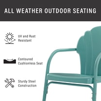 Crosley Furniture Tulip 3 Piece 22"Round Metal Patio Conversation Set in Blue