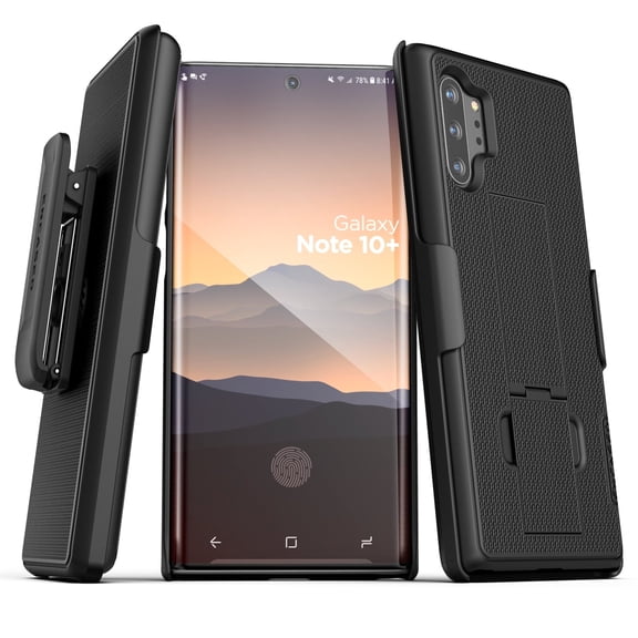 Encased Galaxy Note 10 Plus Belt Clip Case (2019 DuraClip) Ultra Slim Cover with Holster for Samsung Note 10  Phone - Black