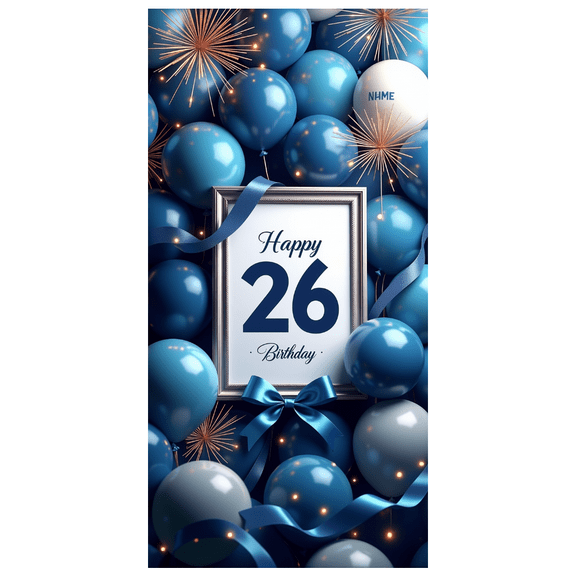 LUUFILx Happy 26th Birthday Banner Colorful Backdrop with Balloons Party Supplies Photography Props Decoration Background Perfect for Celebrations
