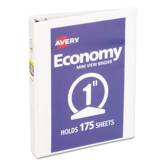 Avery Economy View Binder With Round Rings , 3 Rings, 1" Capacity, 8.5 X 5.5, White, (5806)