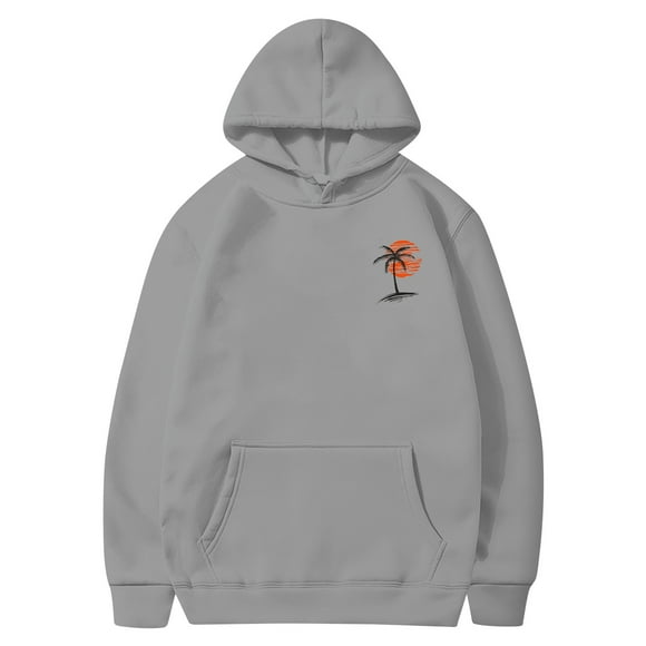 OJinShaWanO Red Hoodie Men Men's Fashion Hoodies and Sweatshirts Coconut Tree Print Pullover Sweatshirt Tops Loose Fit Hop Hooded Sweater with Pocket 7720