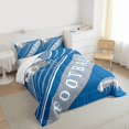 thumbnail image 4 of Feelyou Modern Rugby Football Bedding Comforter Set, Cartoon Soccer Helmet Twin Comforter Sets, Blue Grey Abstract Stripes Reversible Bedding Set, Luxury Bedroom Decor, 2pcs, 4 of 9