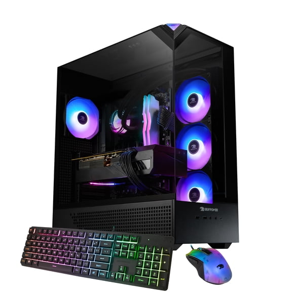 iBUYPOWER Element Gaming PC Desktop Computer AMD Ryzen 7 7800X3D CPU, AMD Radeon RX 9070XT 16GB GPU, 32GB DDR5 RGB 5200MHz RAM, 1TB NVMe SSD, Windows 11 Home, Gamer Keyboard and Mouse - EBA7R97XT01