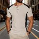 thumbnail image 1 of Ceisia Men's Slim Fit Short Sleeve Henley Shirt Waffle Knit Contrast Panel Casual T-shirt Khaki XL Gifts, 1 of 6