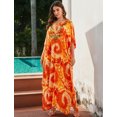 thumbnail image 2 of Beach Kaftan Dresses for Women Plus Size Caftan Loungewear Mexican Embroidered Dress Long Beach Tunic Summer Elegant Vacation Outfit Long Sleeve Robe, 2 of 11
