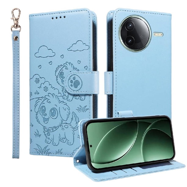 Funda Cartera GANGXUN con Diseño de Perrito en Relieve para Xiaomi POCO F7 Pro , Protección 360° con Ranuras y Correa Desmontable