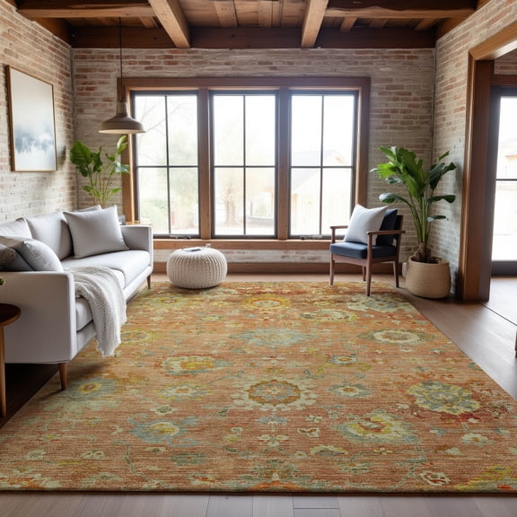Addison Rugs Mayfield Premium Machine Washable Traditional Global Coral Rectangle Rug, 9' x 12'