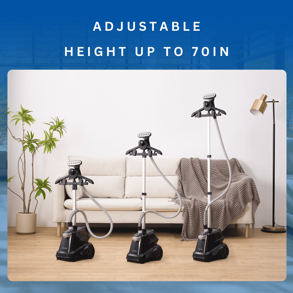 SALAV X3 Commercial-Grade Smart Auto Shut off Garment Steamer with Foot Pedals and Extra Large 3L Water Tank, Navy
