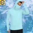 thumbnail image 2 of Men's UPF 50+ Sun Protection Hooded Shirt with Mask Sun Protection Long Sleeve Shirts Rash Guard, 2 of 8