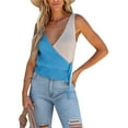 thumbnail image 4 of Arvbitana Women's Summer Knitting Vest Contrast Color Sleeveless V-Neck Side Strappy Slim Backless Tank Tops Clubwear, 4 of 6