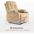thumbnail image 2 of Manual Glider Rocker Recliner Chair for Nursery, USB Ports, Cup Holders, Fabric 8002(Beige), 2 of 6