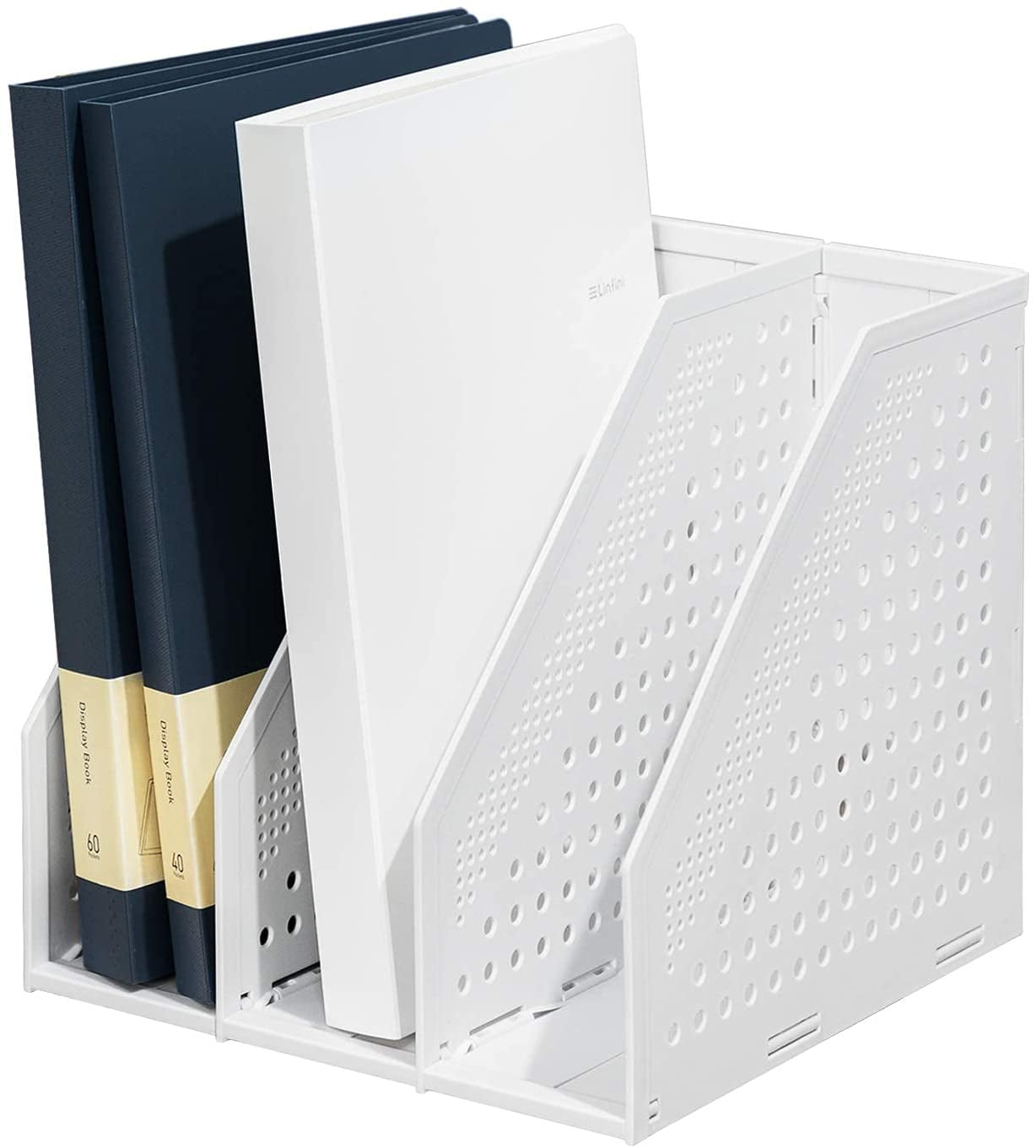 Collapsible Magazine File Holder Magazine Rack, 3 Vertical Compartments