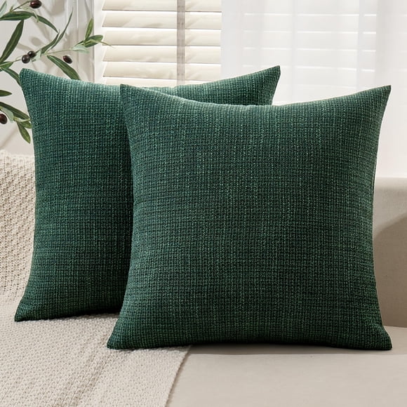 Funda de almohada MIULEE de lino de arpillera navideña, 50 x 50 cm, color verde oscuro
