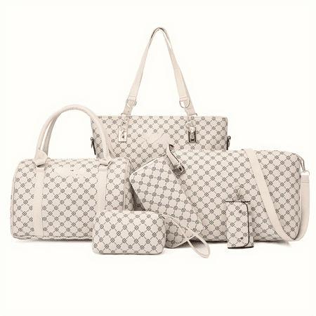 

ZNGYXN Fashion Printed Briefcase Set - 6pcs Large Capacity Stylish Design Perfect for Work and Travel
