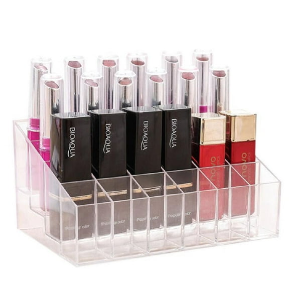 24-Slot Clear Acrylic Lipstick Display Holder – Elegant Cosmetic Organizer for Makeup Storage & Organization TIKA