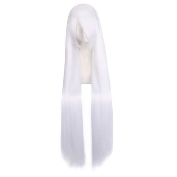 XmhyTop 39.4" Long Sleek Straight Wigs with Fringe Bangs, Heat-Resistant Synthetic Hair, Vibrant Color Options, Cosplay, Anime, Party & Daily Wear, Women's Wigs,White