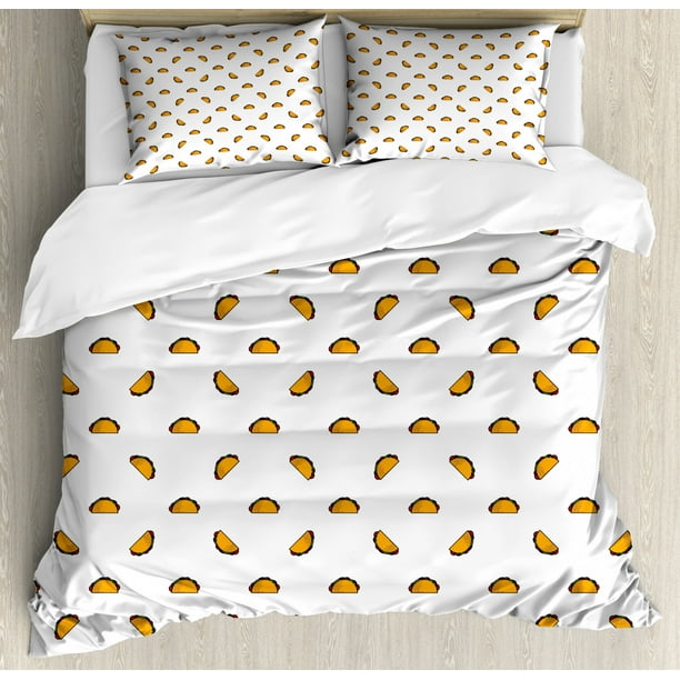 Taco Duvet Cover Set Queen Size Traditional Mexican Cuisine Healthy Veggie Tortilla Menu Illustration Decorative 3 Piece Bedding Set With 2 Pillow Shams Marigold Vermilion White By Ambesonne Walmart Com Walmart Com