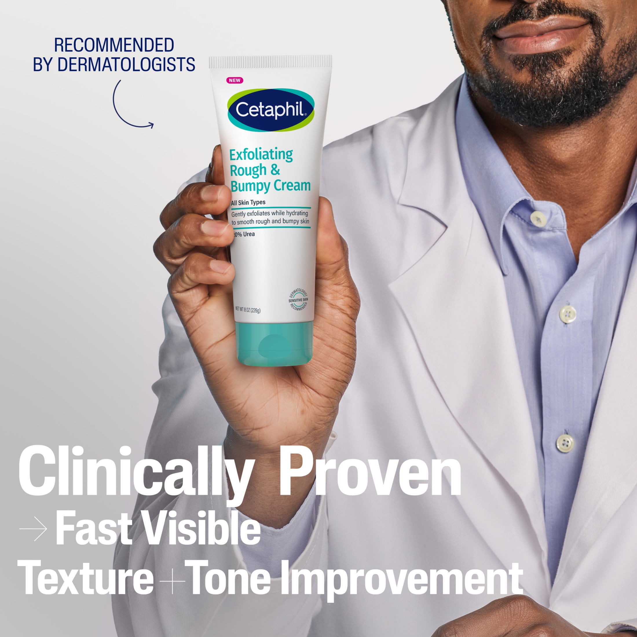 CETAPHIL Exfoliating Rough & Bumpy Cream, Lightweight Cream for All Skin Types, 8 oz Tube
